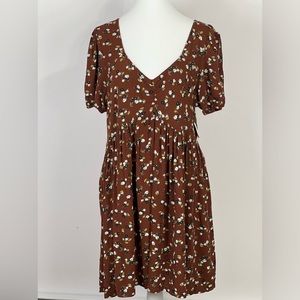 Nordstrom BP. Printed Floral Babydoll rust brown size Large